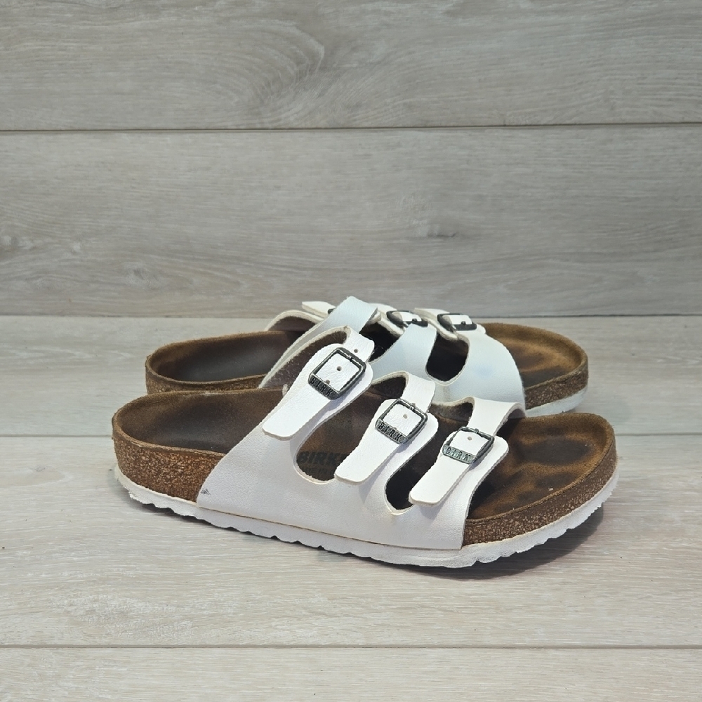 Birkenstock Women Floroda White Sandals Slide Flats Shoes Sz 37/6 Regular